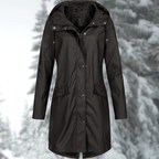 Women’s Rain Coat with Snap Buttons and Drawstring Hood