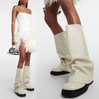 Women’s Slouch Boots with Wide Shaft and Flat Sole