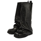 Women’s Slouch Boots with Wide Shaft and Flat Sole
