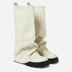 Women’s Slouch Boots with Wide Shaft and Flat Sole