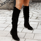 Women’s Slouch Suede Knee Boots with Low Heel