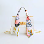 Women's Small Flap Bag with Gold Clasp and Scarf Handle