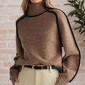 Women’s Turtleneck Knit Sweater with Contrast Trim