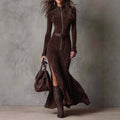 Women’s Winter Long-Sleeve Maxi Dress with Front Slit