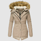 Women’s Winter Parka with Faux-Fur Hood and Inner Fleece Lining