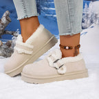 Women’s Winter Sherpa-Lined Suede Slip-On Shoes