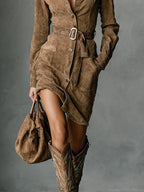 | Suede Single Midi Dress
