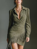 | Viscose Mini Dress with V-Neckline