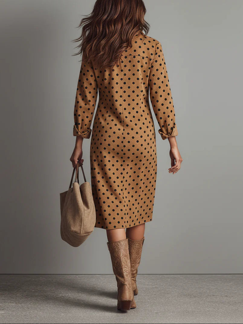 | Polka Dot Faux Leather Midi Dress