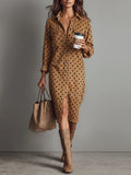 | Polka Dot Faux Leather Midi Dress