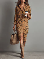 | Polka Dot Faux Leather Midi Dress