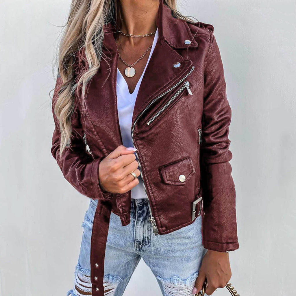 | Women’s Zip-Up Biker Jacket