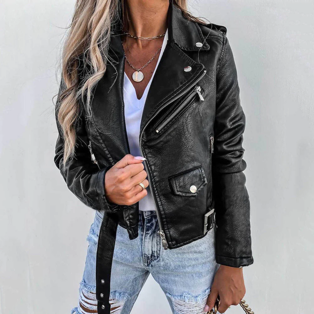 | Women’s Zip-Up Biker Jacket