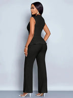 | Women Pleated Peplum Pants Set