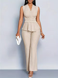 | Women Pleated Peplum Pants Set