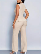 | Women Pleated Peplum Pants Set