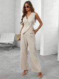 | Women's Button Vest Pant Set