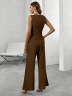 | Women's Button Vest Pant Set