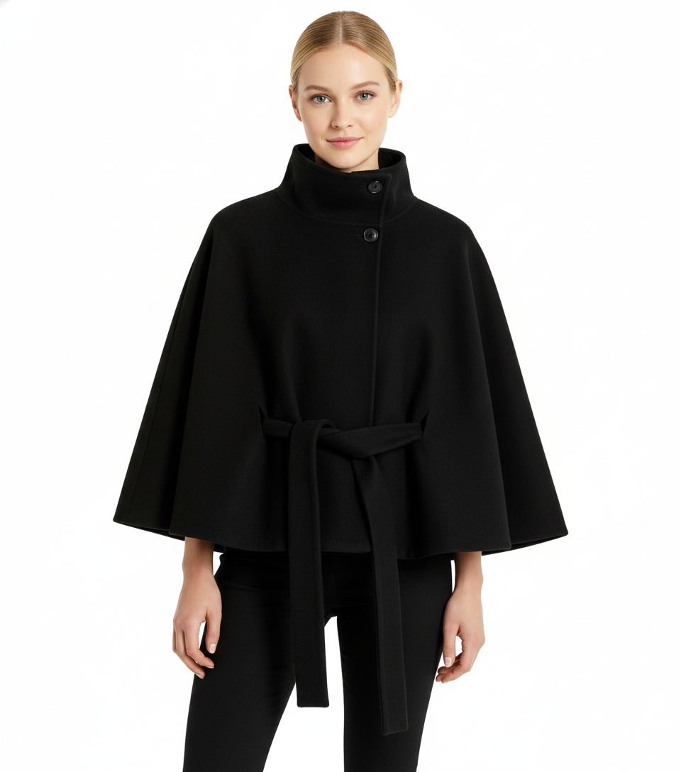 | Women's Winter High Collar Belted Coat