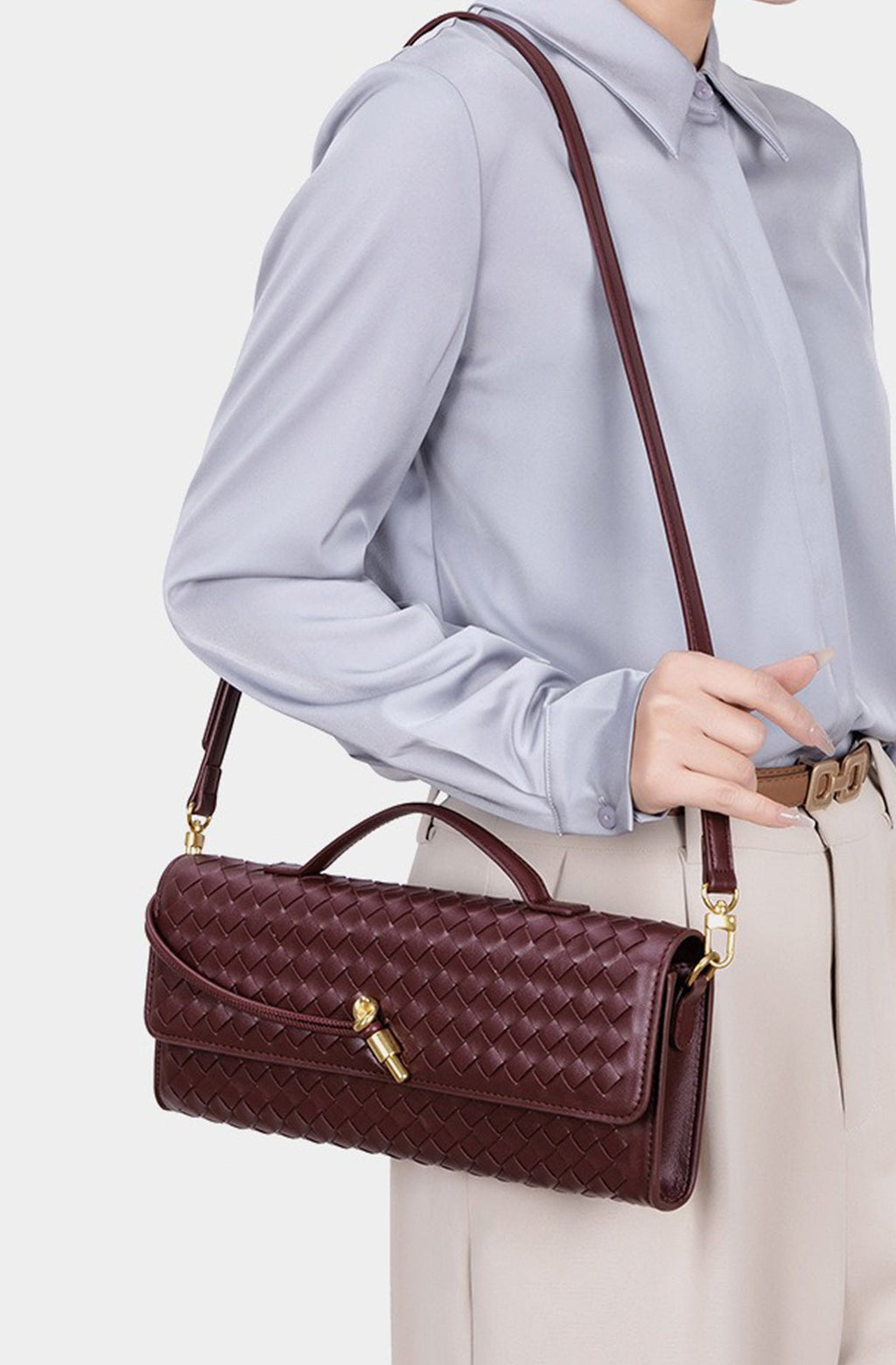 Woven Baguette Shoulder Bag Crossbody Bag