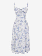Floral Dress Midi Dress Dresses Floral Print High-slit Straps Neck Sleeveless Cottagecore Summer