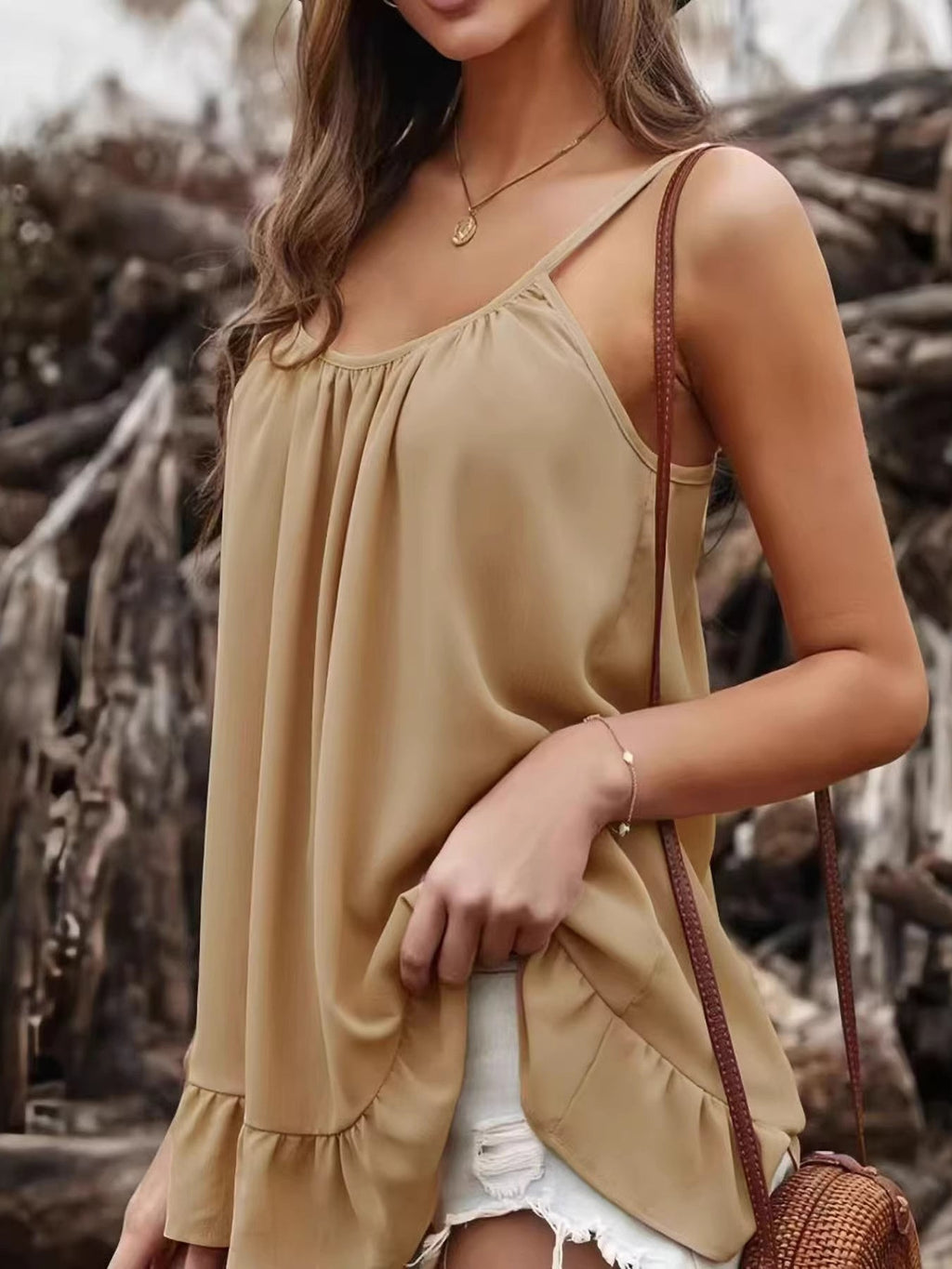 Women's Ruffled Solid Color Camisole
