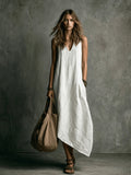 Loose-fitting, Flattering Solid Color Dress