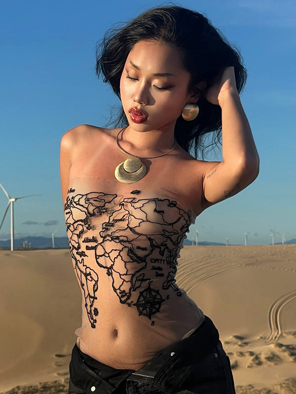Abstract Print Crop Top