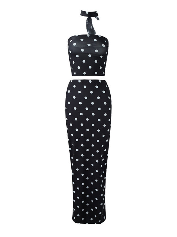 Polka Dot Crop Top Two-piece Set