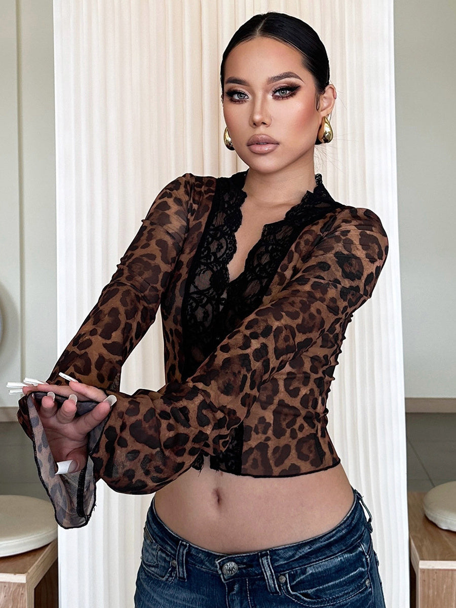 Animal Print Lace Top