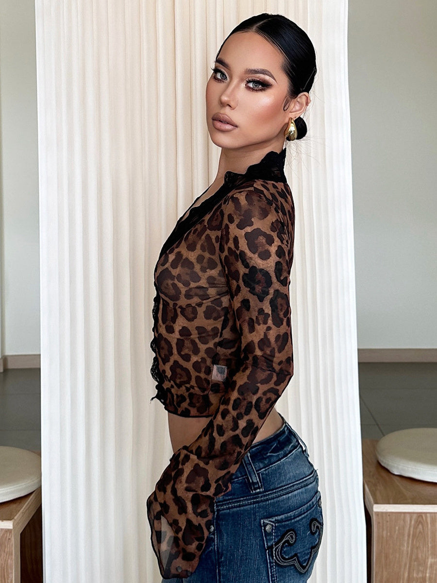 Animal Print Lace Top