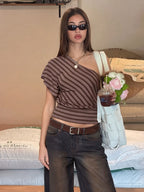 Pleated Plaid Top