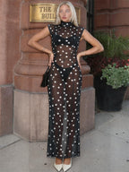 Polka Dot Ruffled Off-shoulder Dress