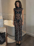 Polka Dot Ruffled Off-shoulder Dress