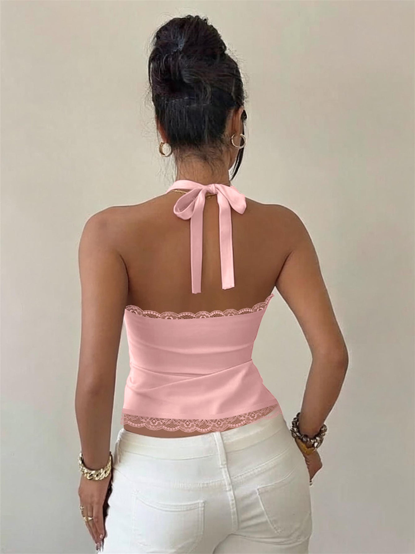 Solid Color Lace Top