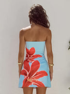 Floral Backless Short Dress