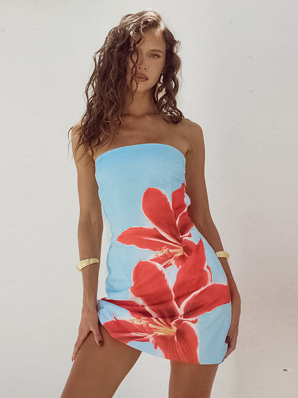 Floral Backless Short Dress