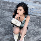 Y2K Gothic Soft Plush Cross Applique Chain Hot Girls Hip Hop Crossbody Bag