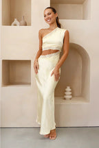 Emily One Shoulder Maxi Dress - Yellow