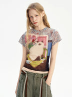Y2K Cat Graphic Tee