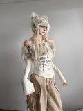 Y2K Faux Fur Collar Top