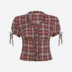 Y2K Plaid Ruffled Shirt