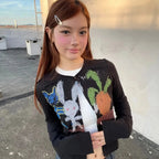 Y2K Rabbit Cropped Cardigan