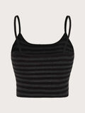 Y2K Striped Button Crop Top