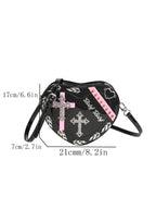 Y2K Coffin Shape Trendy Gothic Punk Cross Pattern Colorful Mini PU Bag