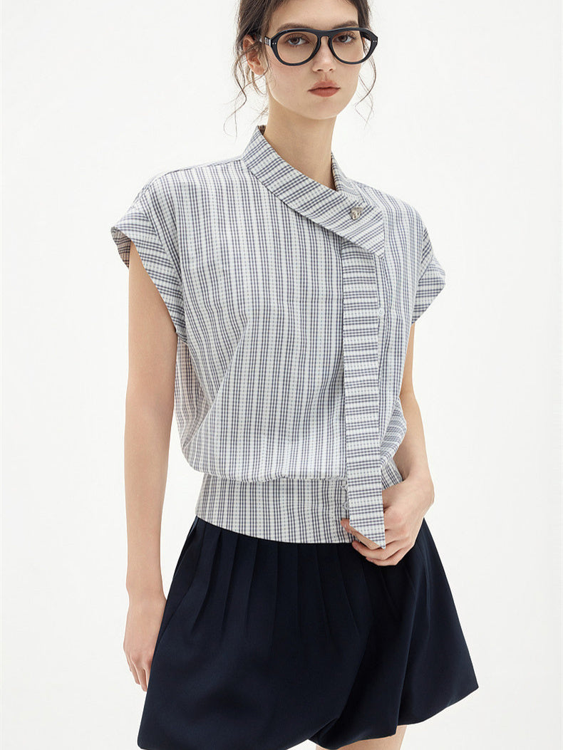 Flowing Soft Satin Off-shoulder Sleeveless Chiffon Top