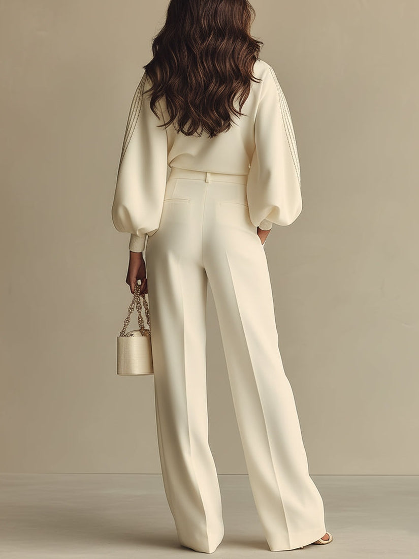 | Ivory Ribbed Crew Suit