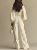 | Ivory Ribbed Crew Suit
