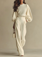 | Ivory Ribbed Crew Suit