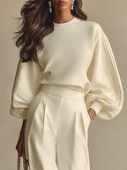 | Ivory Ribbed Crew Suit